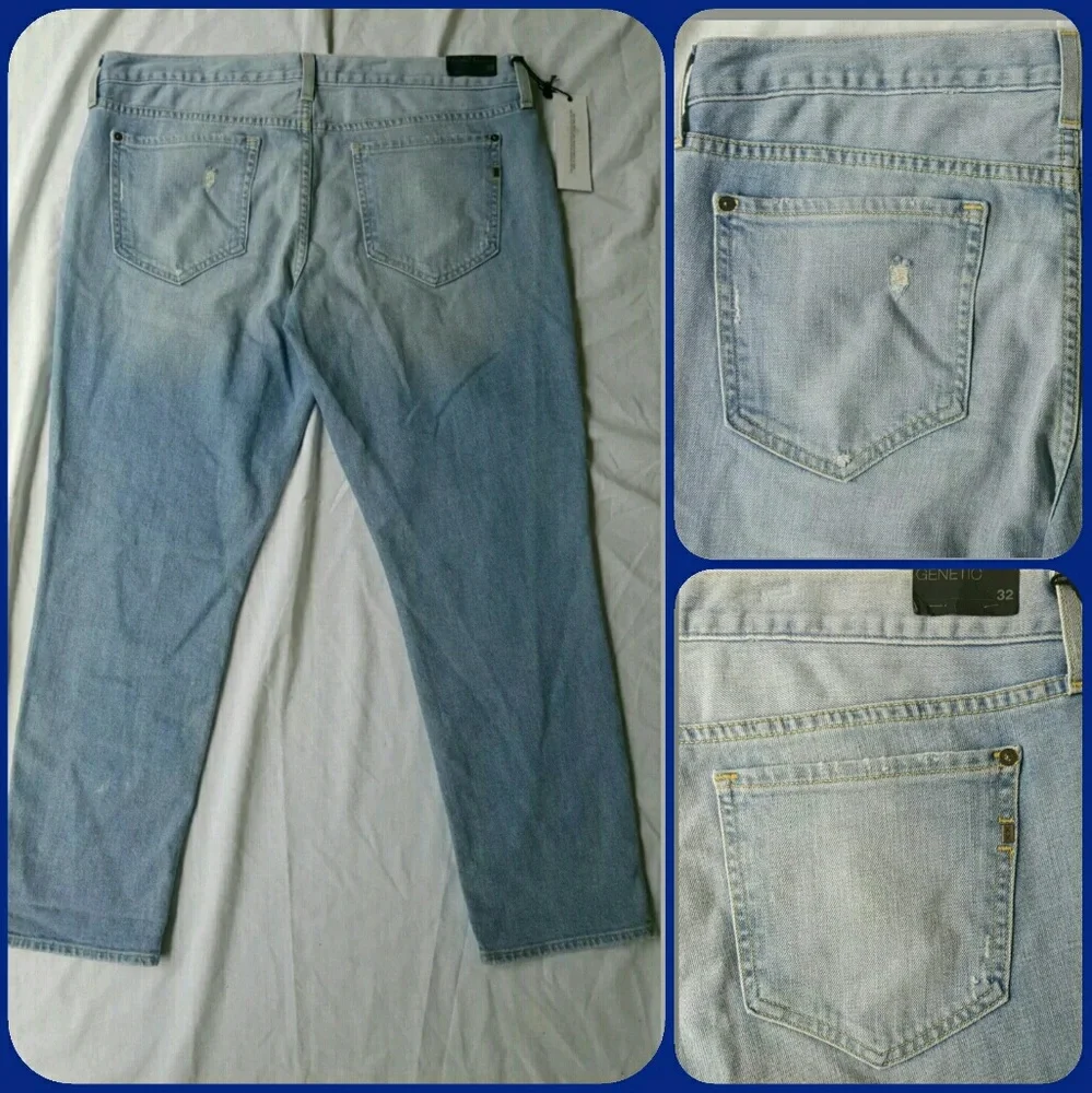 GENETIC denim ALEXA Slim straight leg Boyfriend Jeans ZEPHYR light wash NWT